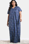 Zivame True Curv Mod Magic Knit Cotton Mid Length Nightdress - Blue Depth — thumbnail 2